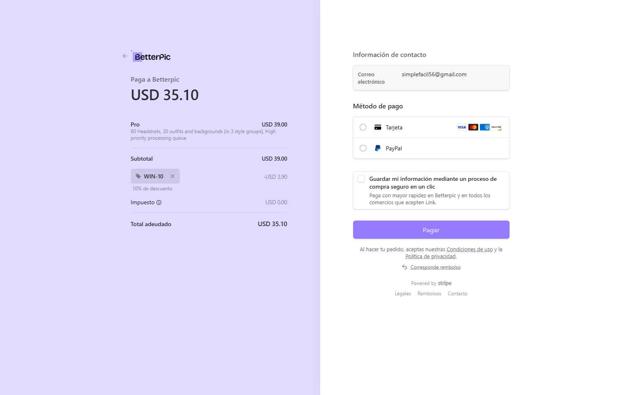 BetterPic checkout page showing BetterPic promo code box | Screenshot taken by SimplyCodes community member on Apr 19, 2025