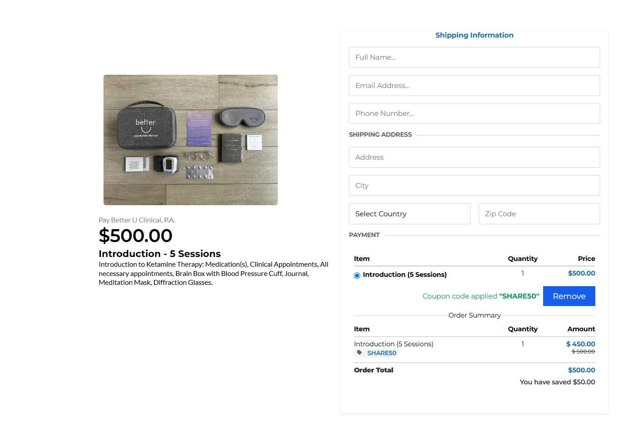 Better U checkout page showing Better U promo code box | Screenshot taken by SimplyCodes community member on Aug 27, 2025
