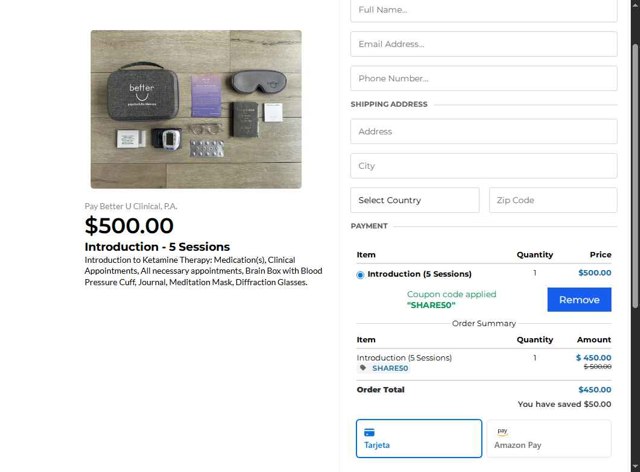 Better U checkout page showing Better U promo code box | Screenshot taken by SimplyCodes community member on Jul 29, 2025