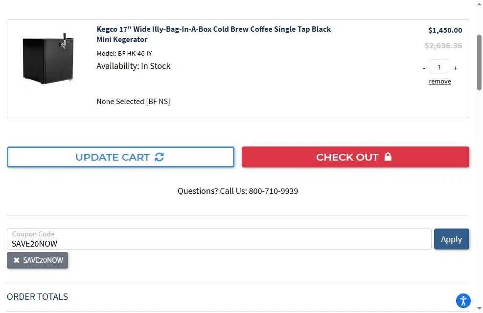 Beverage Factory checkout page showing Beverage Factory coupon code box | Screenshot taken by SimplyCodes community member on May 24, 2025