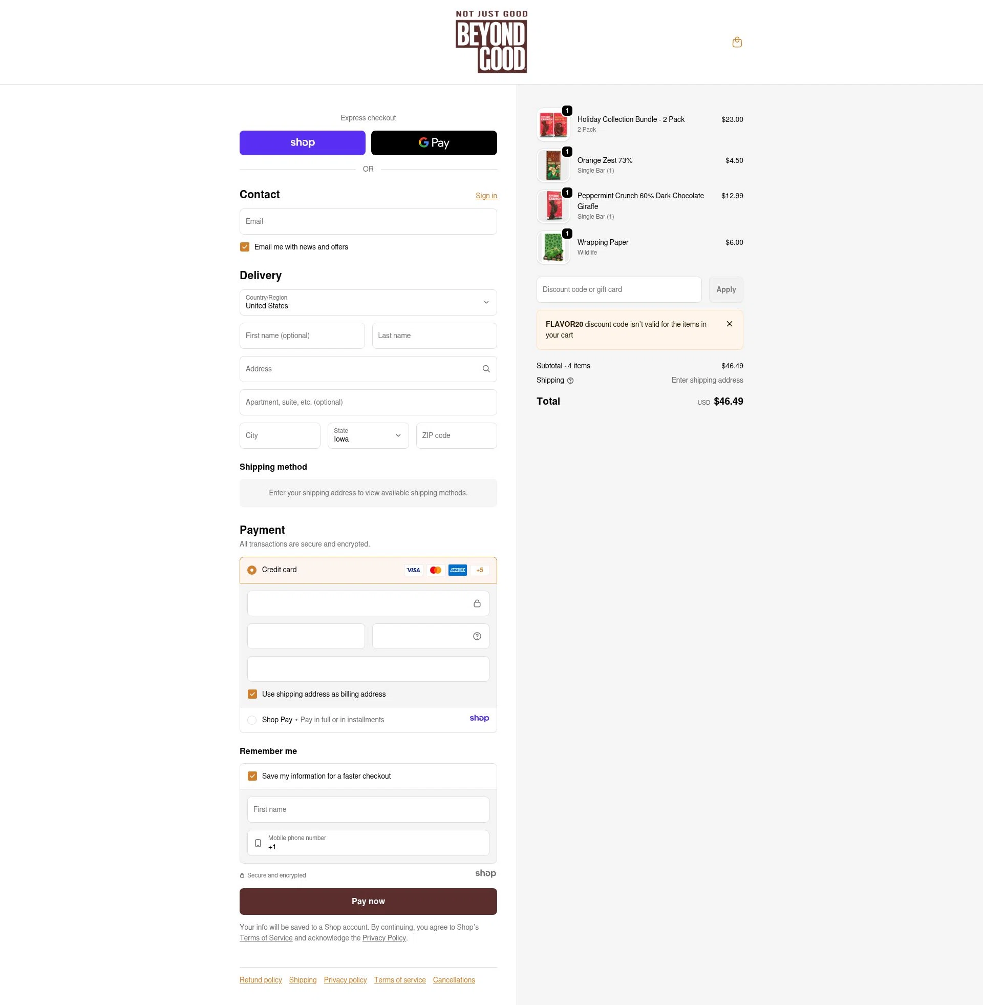Beyond Good checkout page showing Beyond Good promo code box | Screenshot taken by SimplyCodes community member on Dec 25, 2025