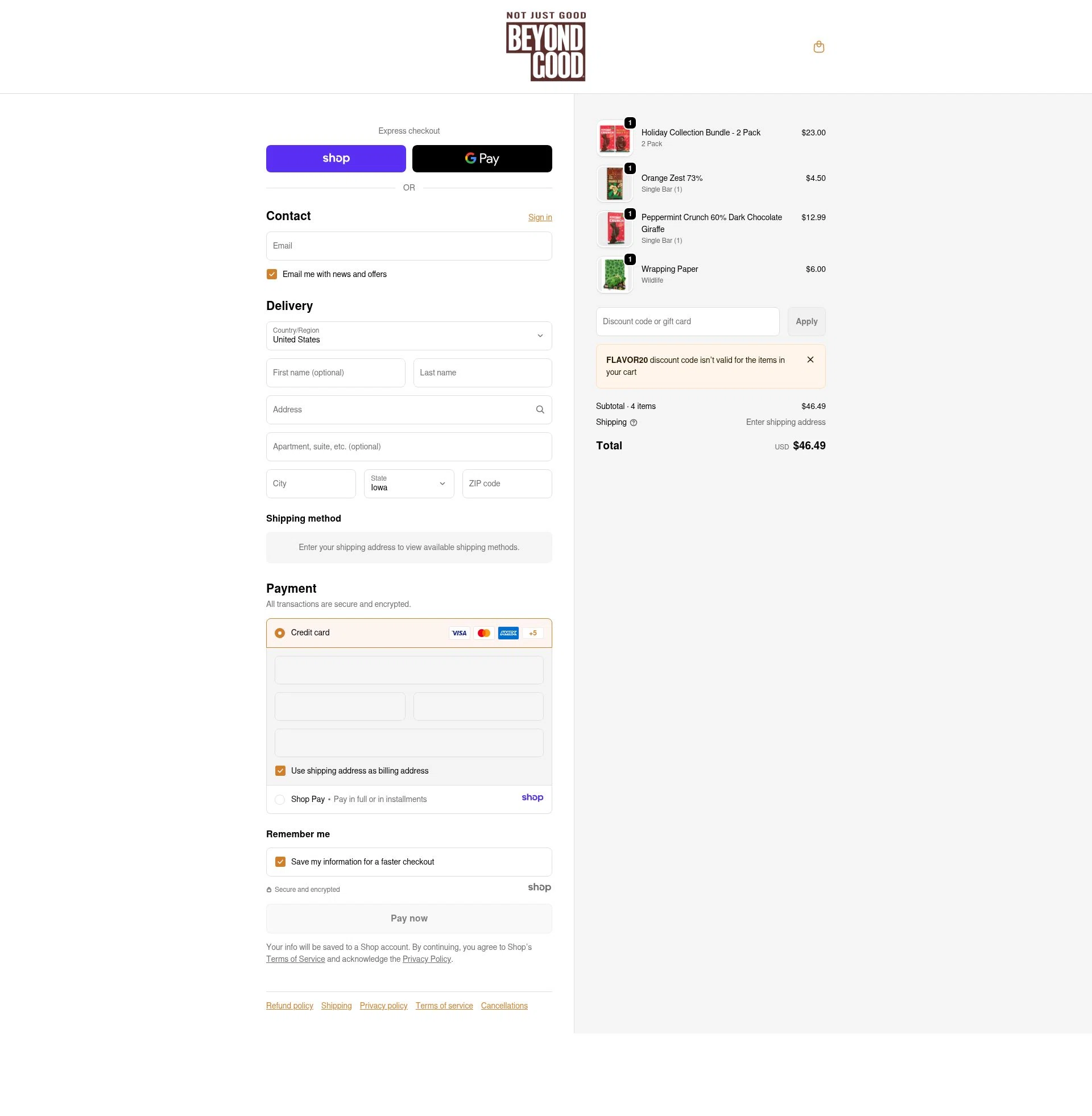 Beyond Good checkout page showing Beyond Good promo code box | Screenshot taken by SimplyCodes community member on Dec 19, 2025