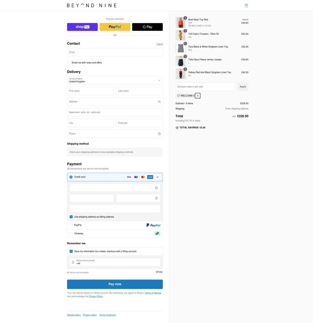 Beyond Nine checkout page showing Beyond Nine discount code box | Screenshot taken by SimplyCodes community member on Dec 27, 2024