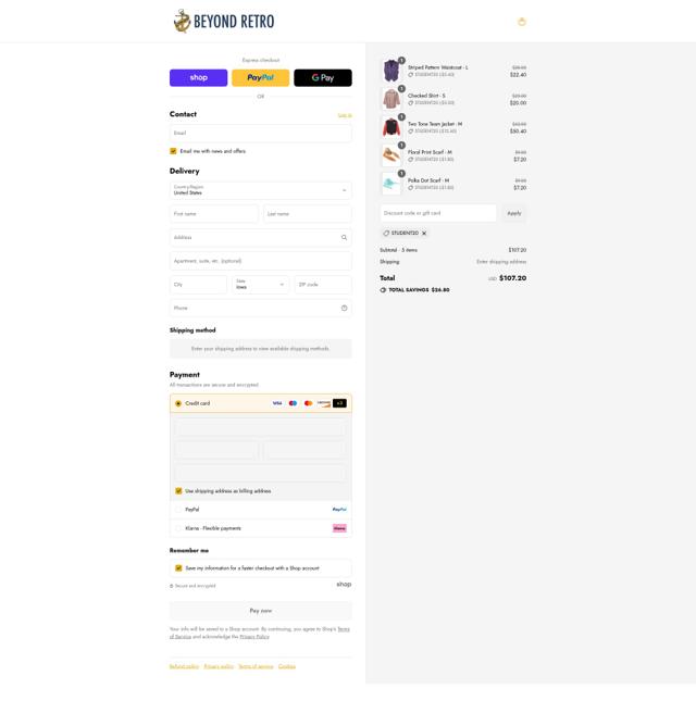 Beyond Retro checkout page showing Beyond Retro promo code box | Screenshot taken by SimplyCodes community member on Sep 8, 2025