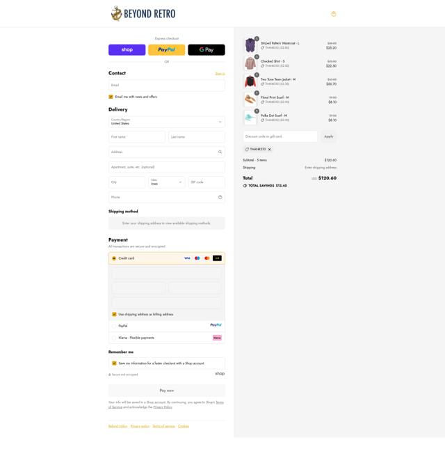 Beyond Retro checkout page showing Beyond Retro promo code box | Screenshot taken by SimplyCodes community member on Sep 12, 2025