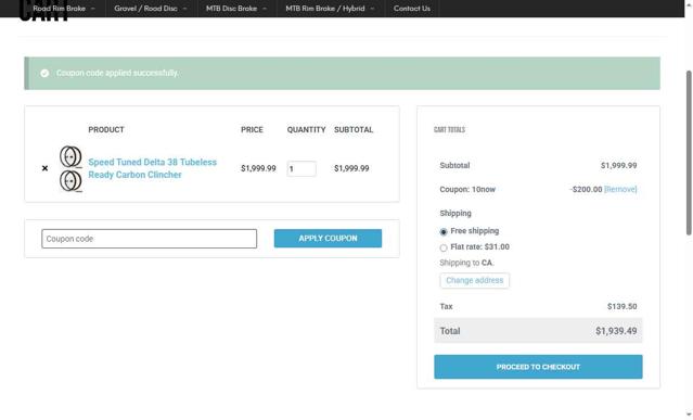 Bicycle Wheel Warehouse checkout page showing Bicycle Wheel Warehouse coupon code box | Screenshot taken by SimplyCodes community member on Jul 31, 2025