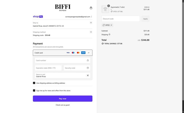 Biffi Boutique checkout page showing Biffi Boutique promo code box | Screenshot taken by SimplyCodes community member on Aug 4, 2025