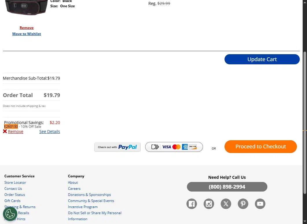 Big 5 Sporting Goods checkout page showing Big 5 Sporting Goods promo code box | Screenshot taken by SimplyCodes community member on Jan 30, 2026