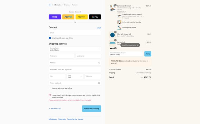 Big Barker checkout page showing Big Barker discount code box | Screenshot taken by SimplyCodes community member on Aug 29, 2025