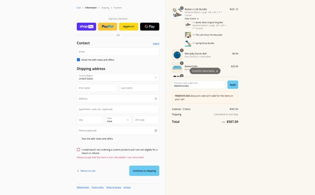 Big Barker checkout page showing Big Barker discount code box | Screenshot taken by SimplyCodes community member on Aug 25, 2025