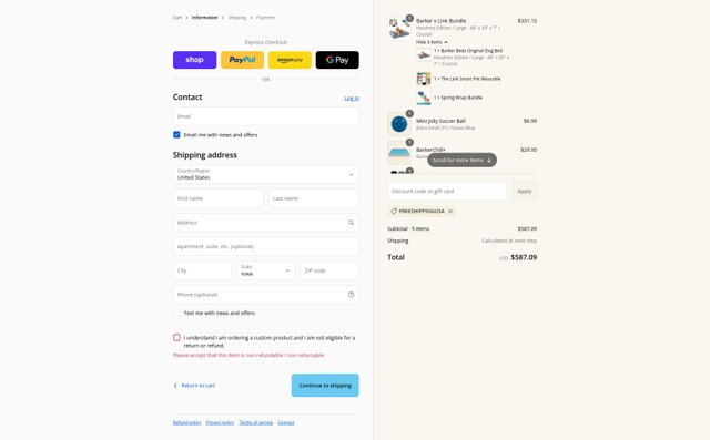 Big Barker checkout page showing Big Barker discount code box | Screenshot taken by SimplyCodes community member on Aug 29, 2025