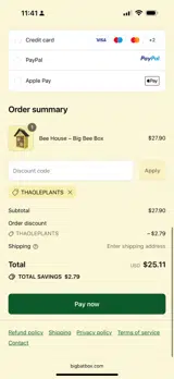 THAOLEPLANTS coupon verification screenshot