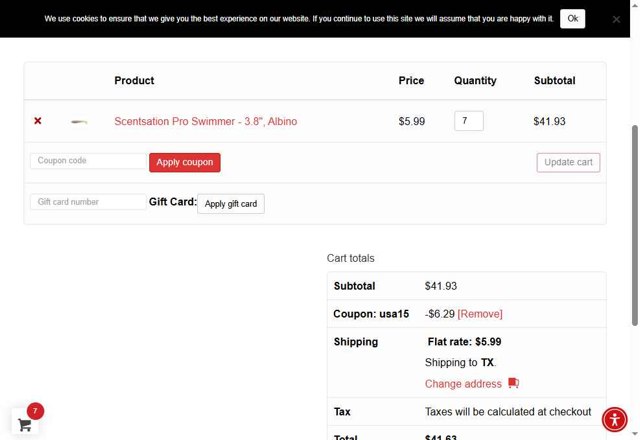 Big Bite Baits checkout page showing Big Bite Baits coupon code box | Screenshot taken by SimplyCodes community member on May 24, 2025