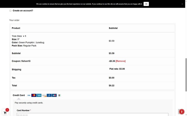 Big Bite Baits checkout page showing Big Bite Baits coupon code box | Screenshot taken by SimplyCodes community member on May 18, 2025
