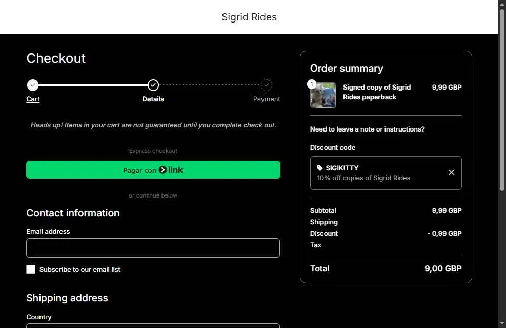 Big Cartel checkout page showing Big Cartel promo code box | Screenshot taken by SimplyCodes community member on Jan 17, 2026