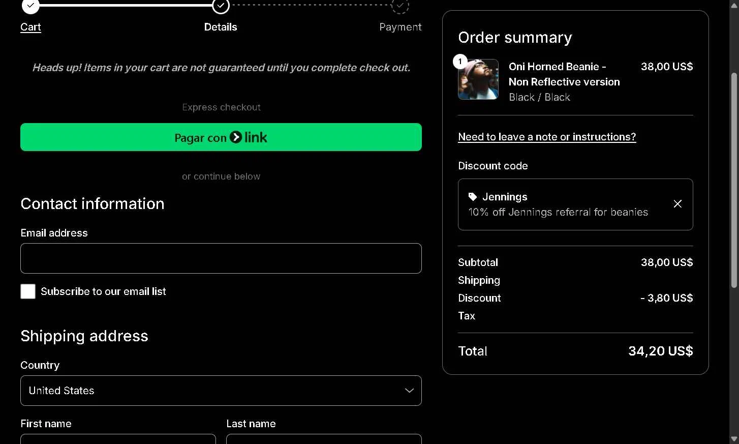 Big Cartel checkout page showing Big Cartel promo code box | Screenshot taken by SimplyCodes community member on Dec 29, 2025