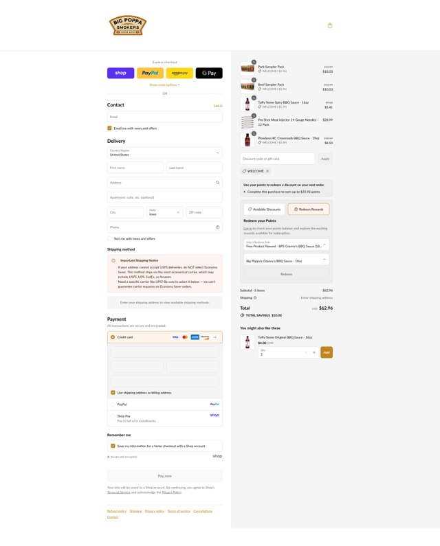 Big Poppa Smokers checkout page showing Big Poppa Smokers discount code box | Screenshot taken by SimplyCodes community member on Sep 7, 2025