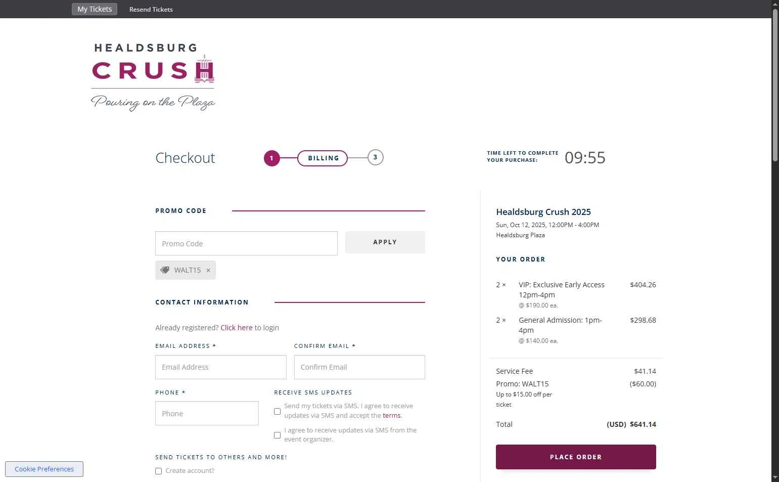 Big Tickets checkout page showing Big Tickets promo code box | Screenshot taken by SimplyCodes community member on Sep 6, 2025