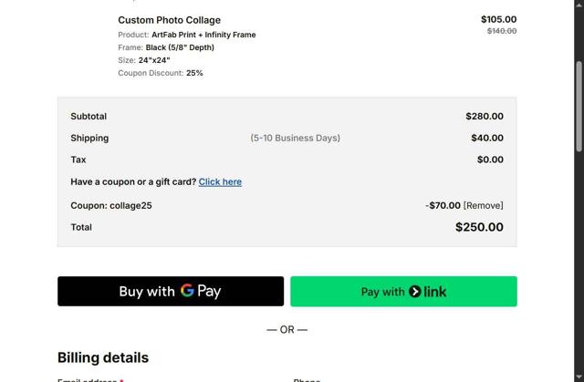 Big Wall Décor checkout page showing Big Wall Décor promo code box | Screenshot taken by SimplyCodes community member on Sep 5, 2025