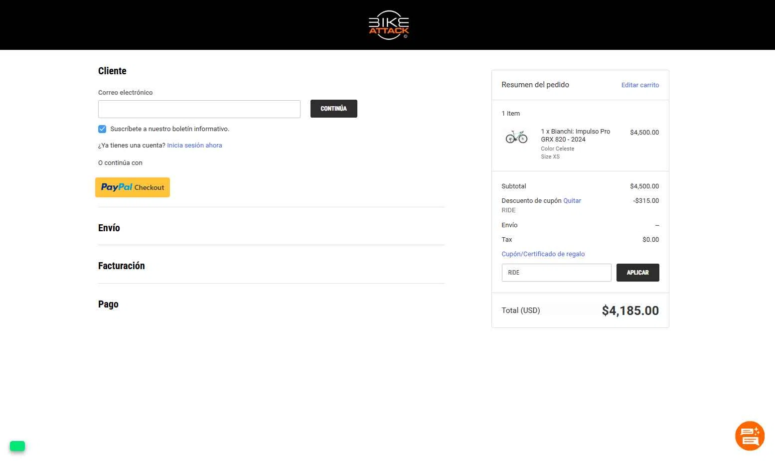 Bike Attack checkout page showing Bike Attack promo code box | Screenshot taken by SimplyCodes community member on Nov 24, 2025