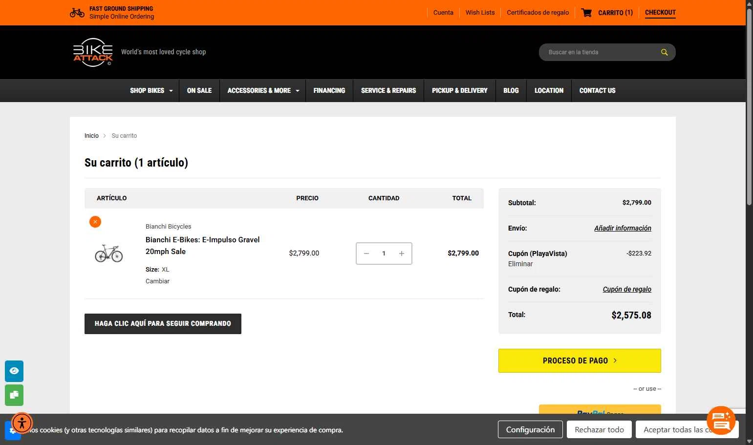 Bike Attack checkout page showing Bike Attack promo code box | Screenshot taken by SimplyCodes community member on Jan 7, 2026