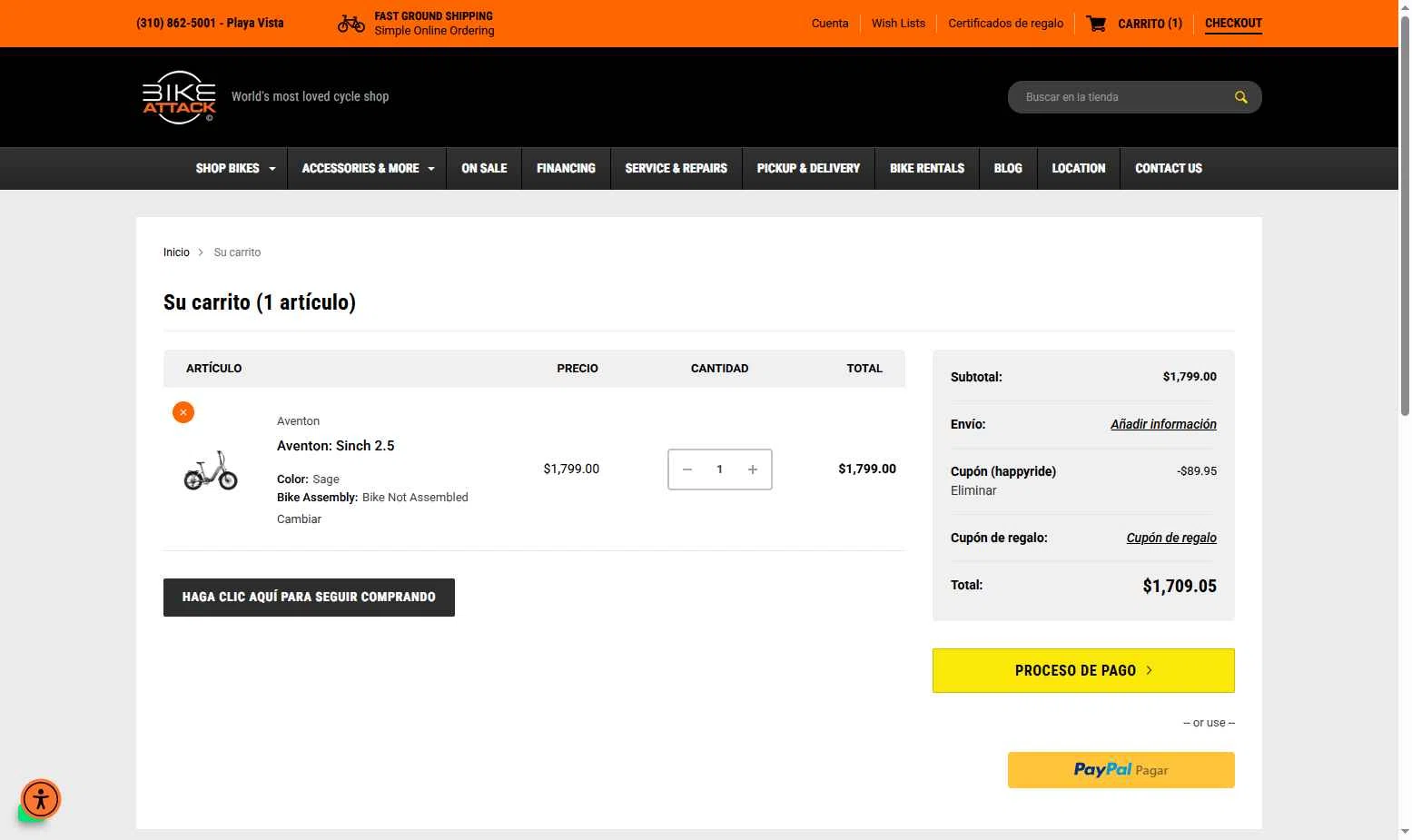 Bike Attack checkout page showing Bike Attack promo code box | Screenshot taken by SimplyCodes community member on Aug 2, 2025