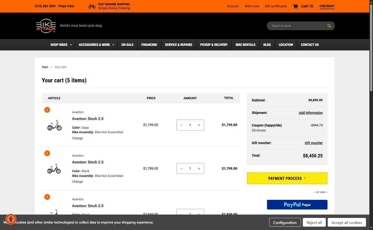 Bike Attack checkout page showing Bike Attack promo code box | Screenshot taken by SimplyCodes community member on Jun 5, 2025