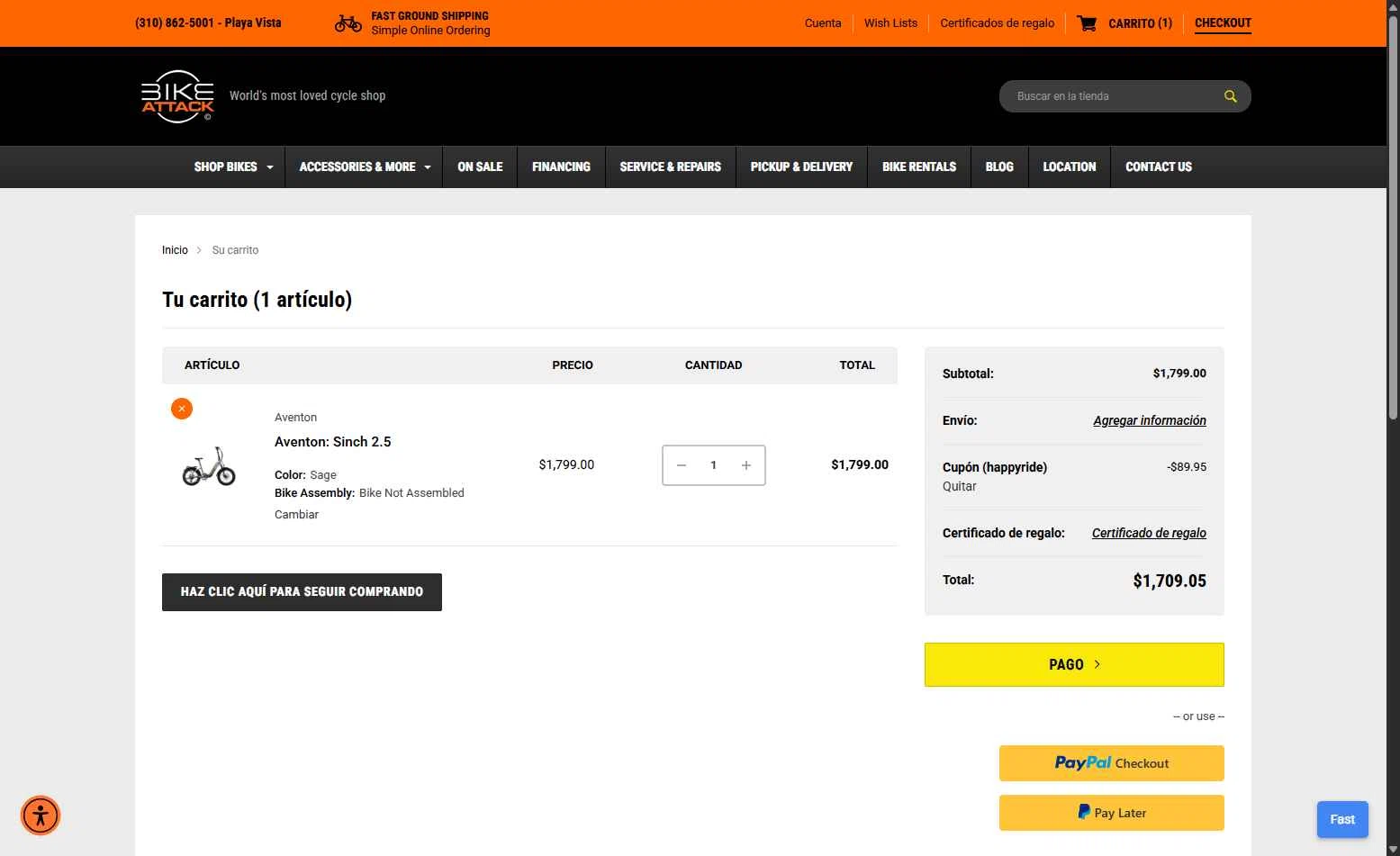 Bike Attack checkout page showing Bike Attack promo code box | Screenshot taken by SimplyCodes community member on Jun 5, 2025