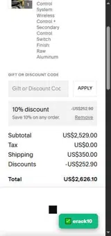 erack10 coupon verification screenshot