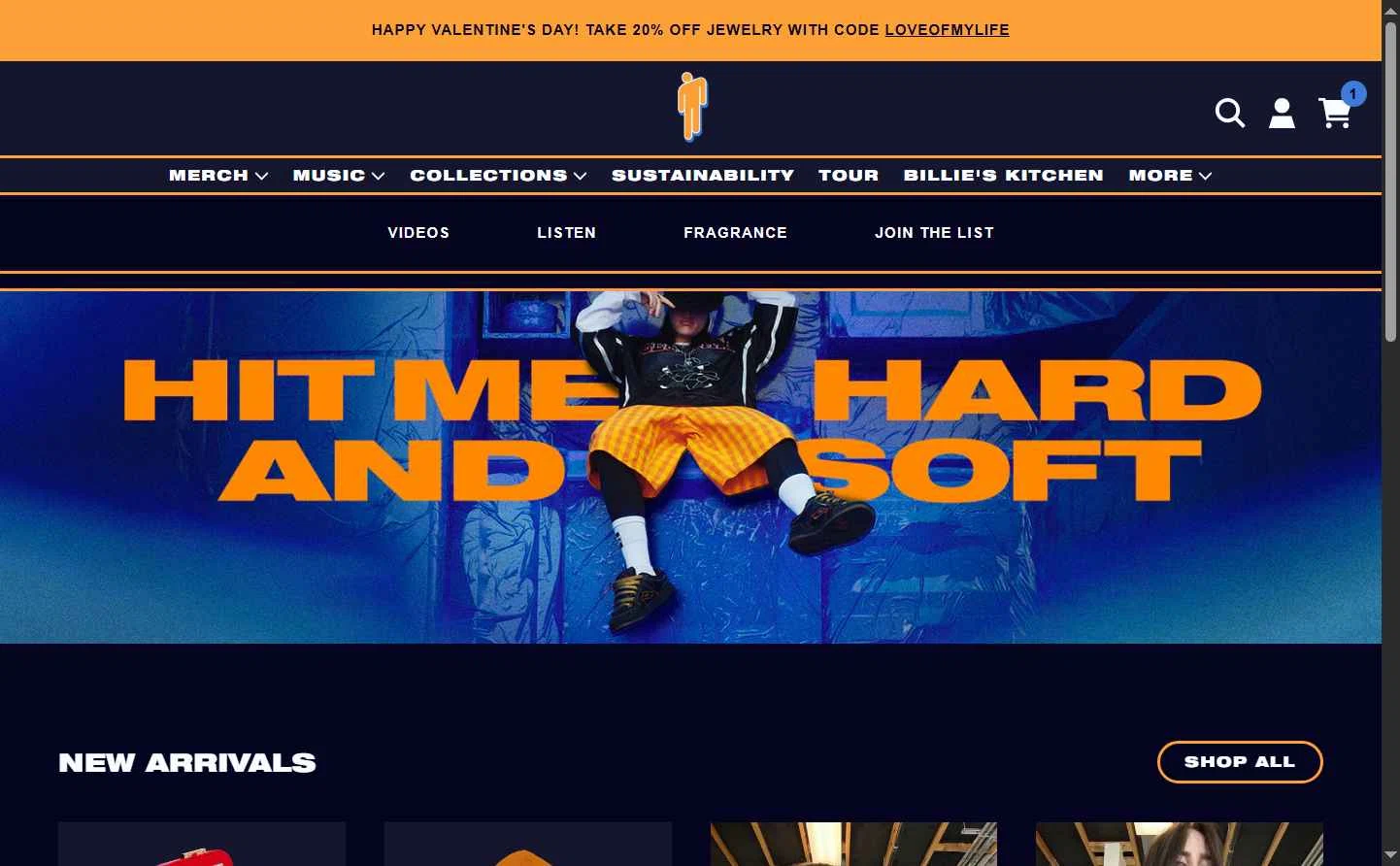 Billie Eilish checkout page showing Billie Eilish discount code box | Screenshot taken by SimplyCodes community member on Feb 4, 2026