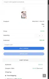 Billie Eilish Merch coupon verification screenshot