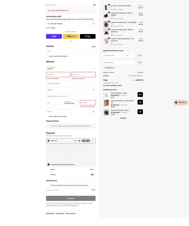 Billini checkout page showing Billini discount code box | Screenshot taken by SimplyCodes community member on Sep 8, 2025