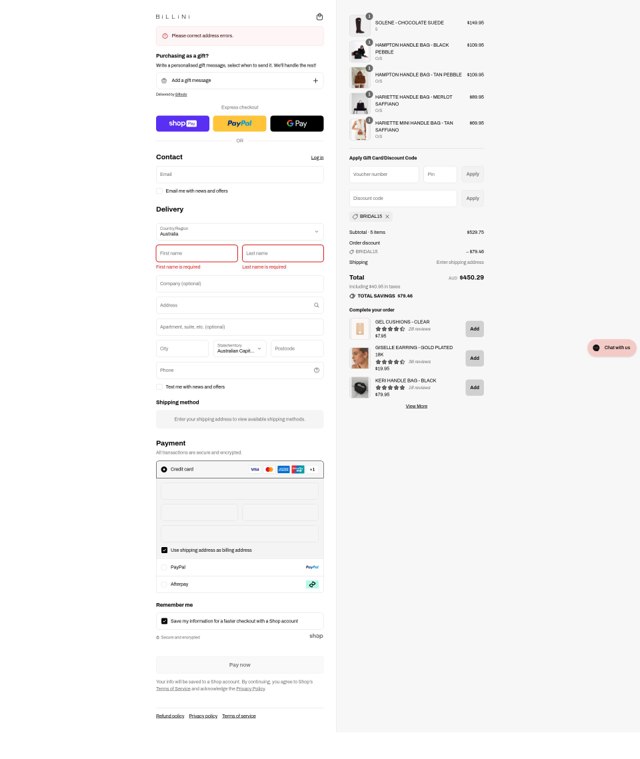 Billini checkout page showing Billini discount code box | Screenshot taken by SimplyCodes community member on Aug 27, 2025