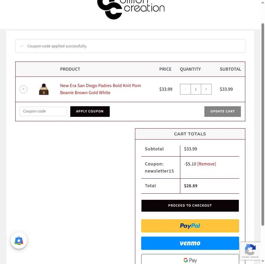 Billion Creation checkout page showing Billion Creation promo code box | Screenshot taken by SimplyCodes community member on Jan 14, 2026