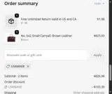 Usamade coupon verification screenshot
