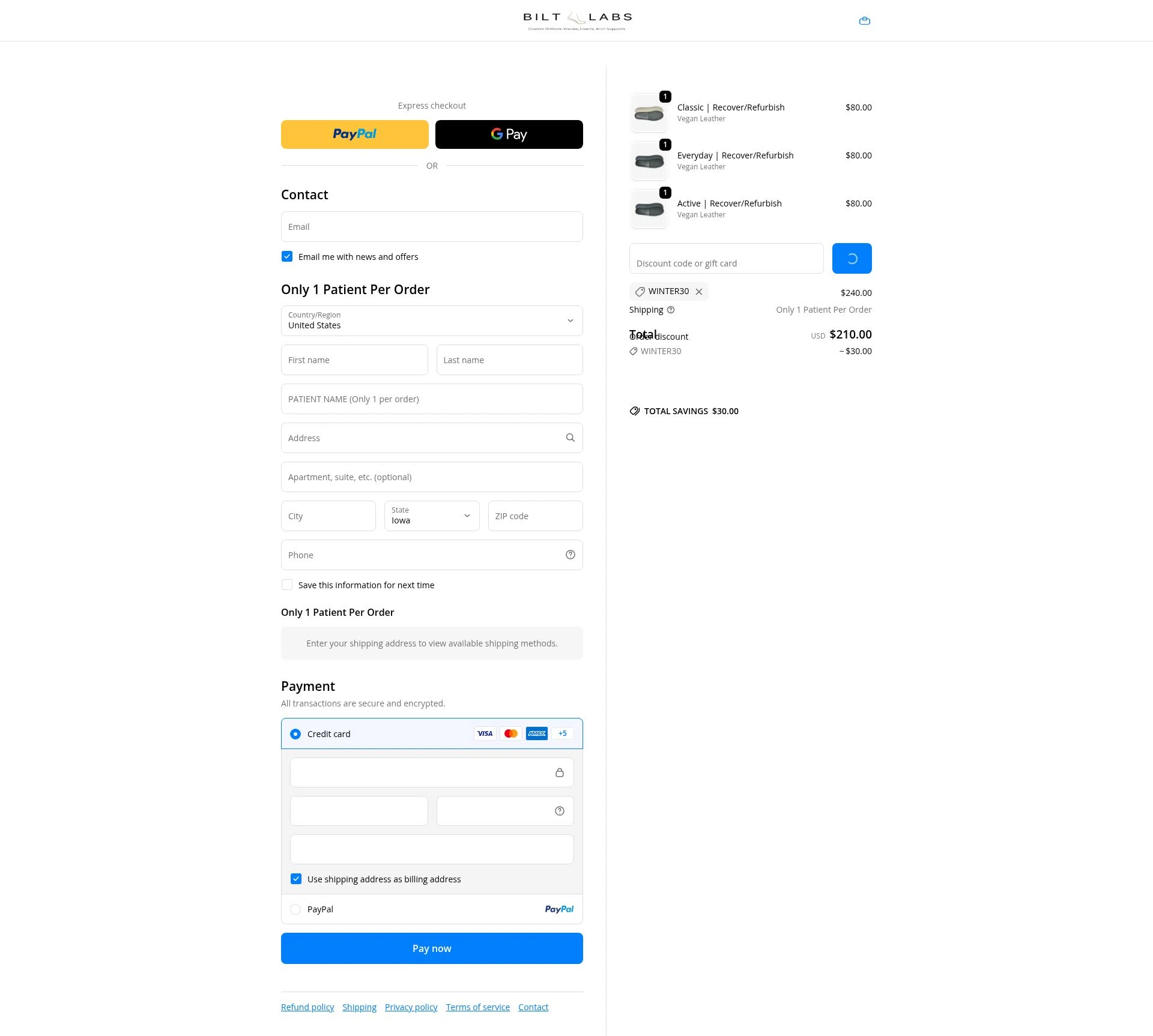 Bilt Labs checkout page showing Bilt Labs discount code box | Screenshot taken by SimplyCodes community member on Dec 23, 2025