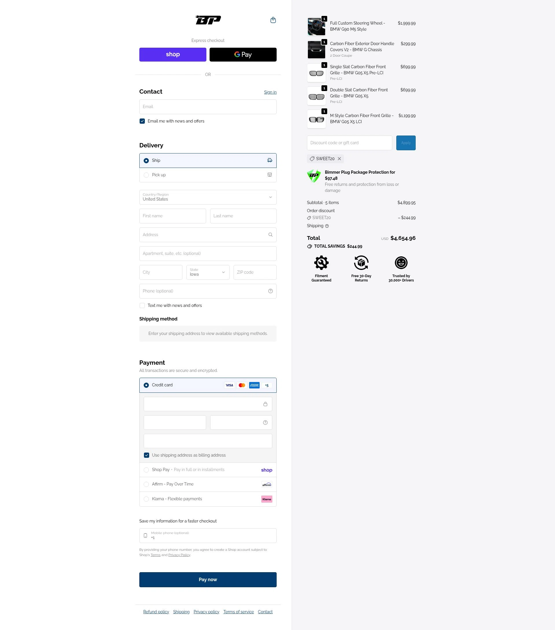 Bimmer Plug checkout page showing Bimmer Plug discount code box | Screenshot taken by SimplyCodes community member on Feb 10, 2026