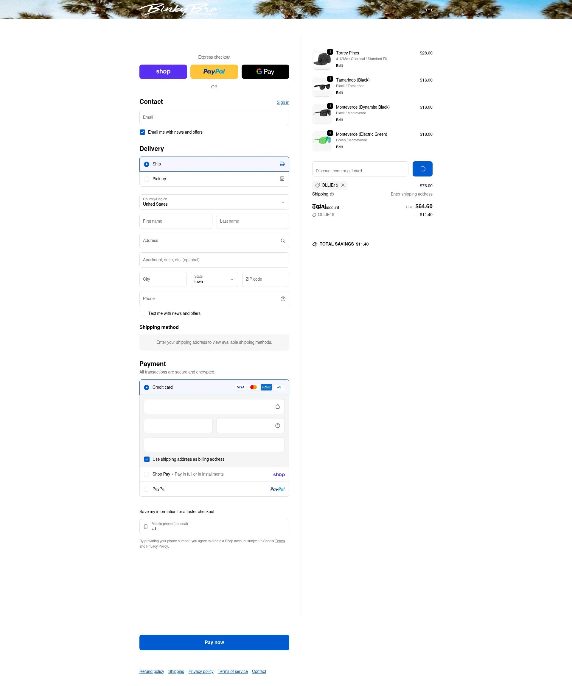 Binky Bro checkout page showing Binky Bro discount code box | Screenshot taken by SimplyCodes community member on Feb 14, 2026