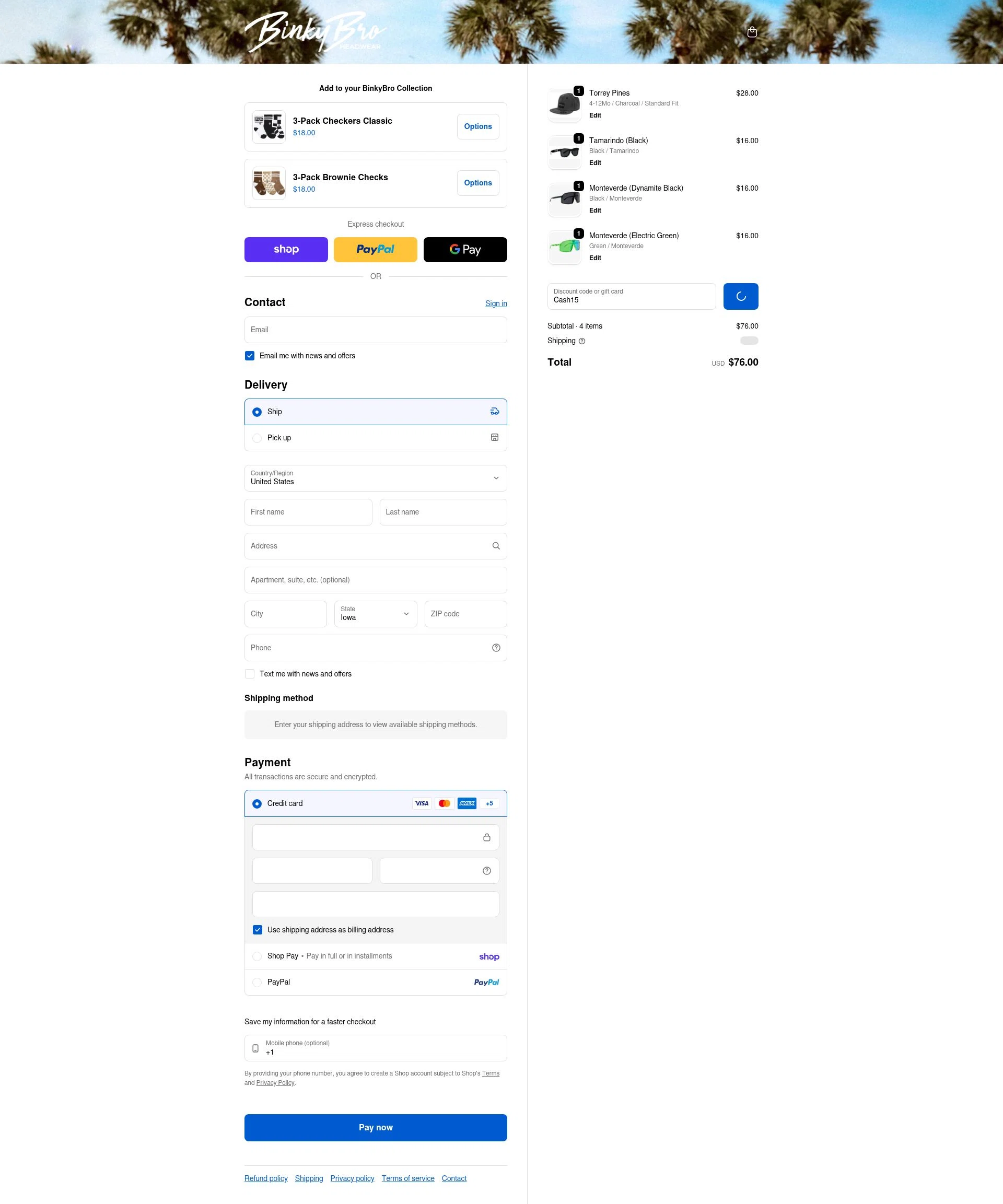 Binky Bro checkout page showing Binky Bro discount code box | Screenshot taken by SimplyCodes community member on Feb 14, 2026