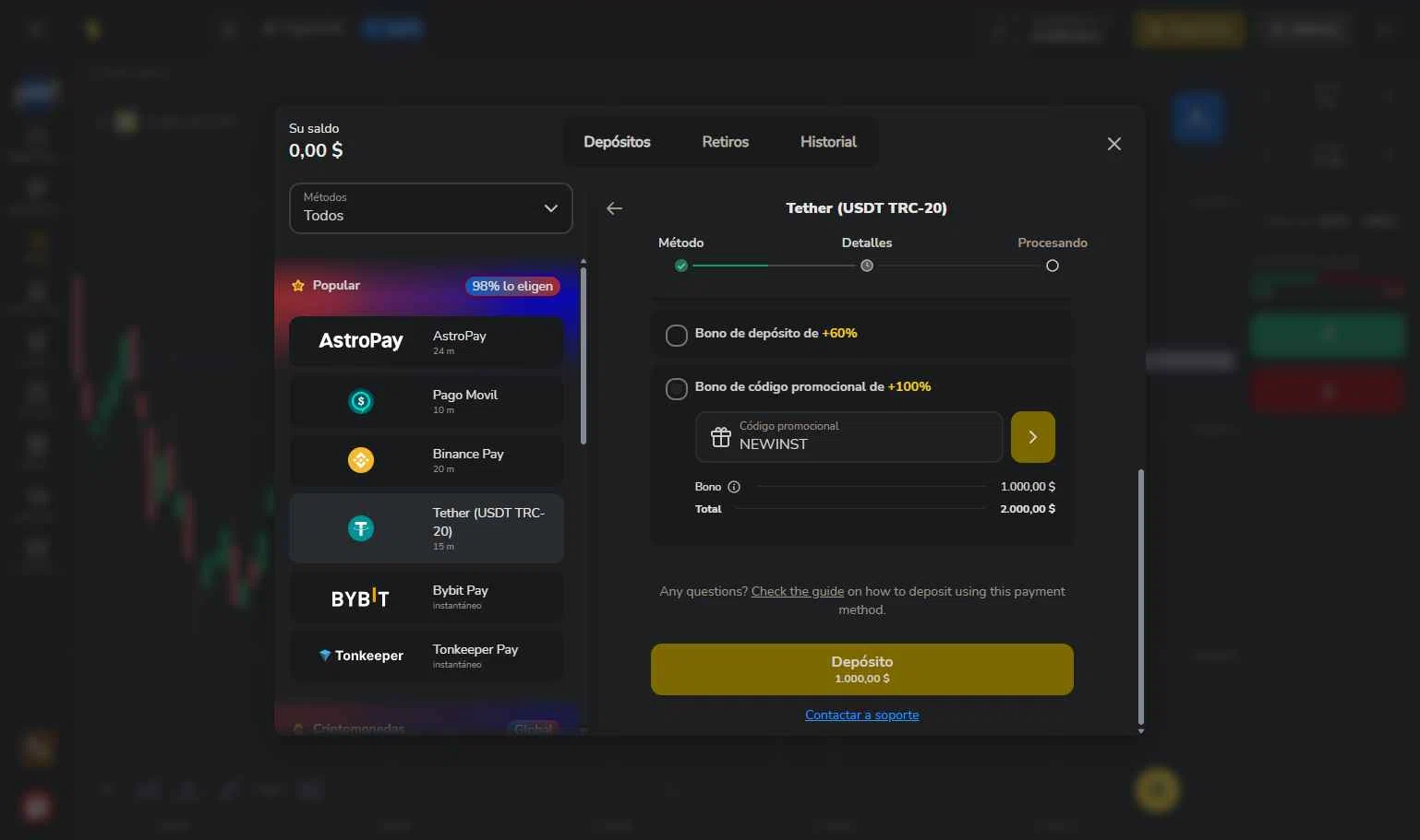 Binomo checkout page showing Binomo promo code box | Screenshot taken by SimplyCodes community member on Nov 3, 2025