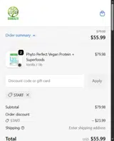START coupon verification screenshot