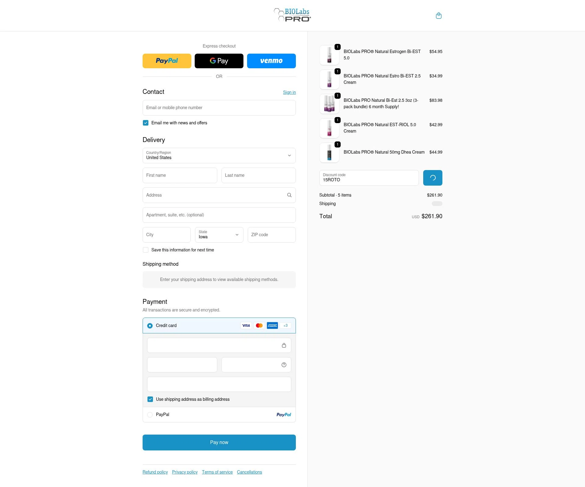 BIOLabs PRO checkout page showing BIOLabs PRO coupon code box | Screenshot taken by SimplyCodes community member on Feb 10, 2026
