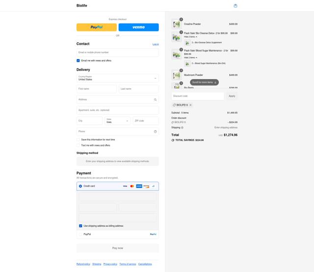 Biolife checkout page showing Biolife promo code box | Screenshot taken by SimplyCodes community member on Sep 8, 2025