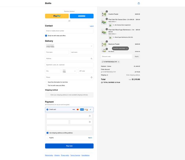 Biolife checkout page showing Biolife promo code box | Screenshot taken by SimplyCodes community member on Sep 8, 2025