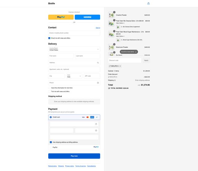 Biolife checkout page showing Biolife promo code box | Screenshot taken by SimplyCodes community member on Sep 12, 2025
