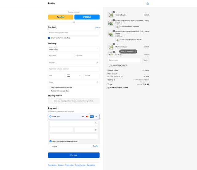Biolife checkout page showing Biolife promo code box | Screenshot taken by SimplyCodes community member on Sep 12, 2025