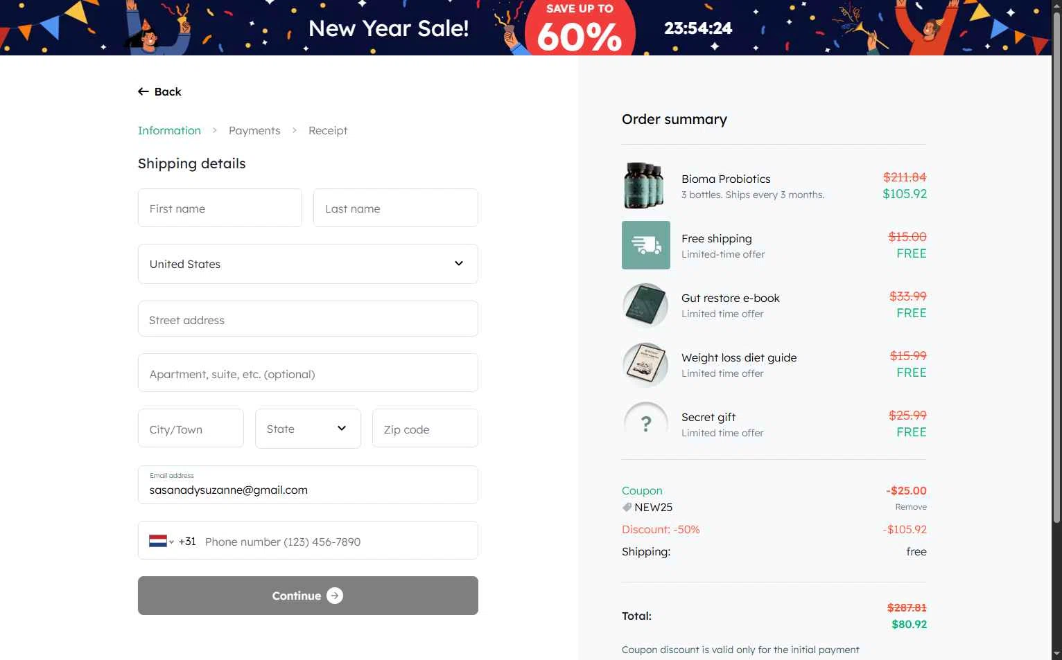 Bioma checkout page showing Bioma discount code box | Screenshot taken by SimplyCodes community member on Dec 29, 2025