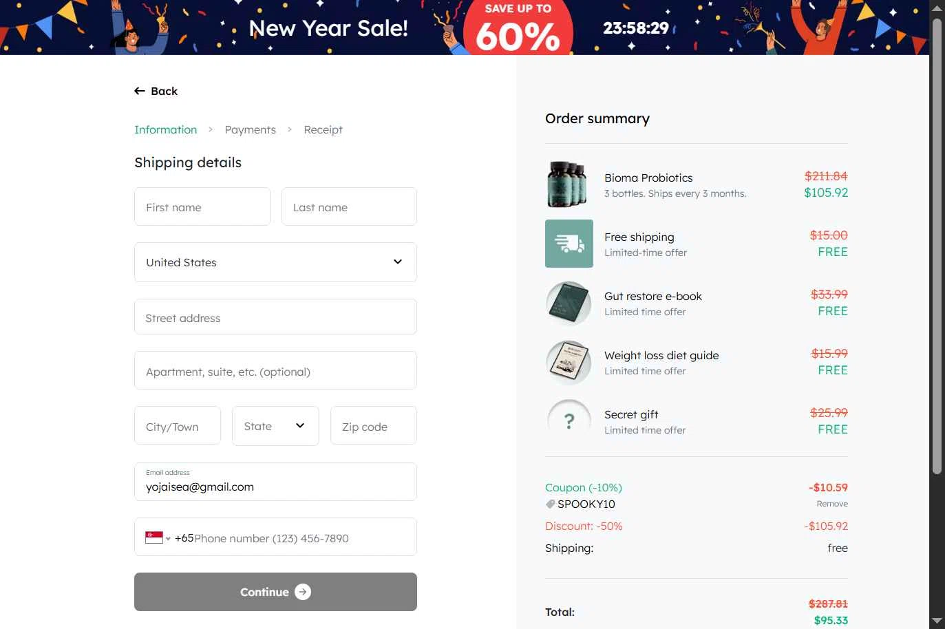 Bioma checkout page showing Bioma discount code box | Screenshot taken by SimplyCodes community member on Jan 21, 2026
