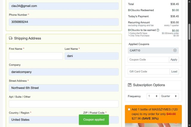 BiOptimizers checkout page showing BiOptimizers coupon code box | Screenshot taken by SimplyCodes community member on Aug 30, 2025