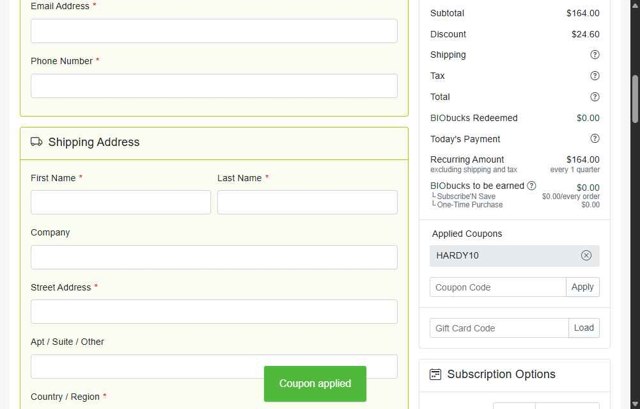 BiOptimizers checkout page showing BiOptimizers coupon code box | Screenshot taken by SimplyCodes community member on Sep 4, 2025